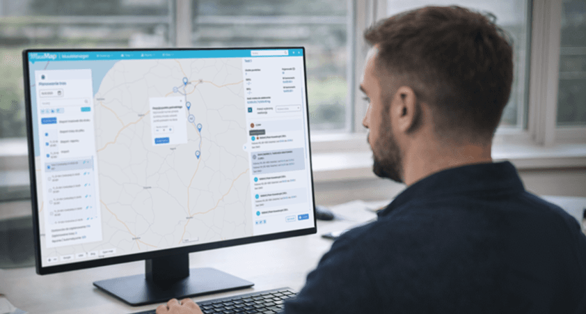 Pracownik mleczarni korzystający z systemu MuuMap